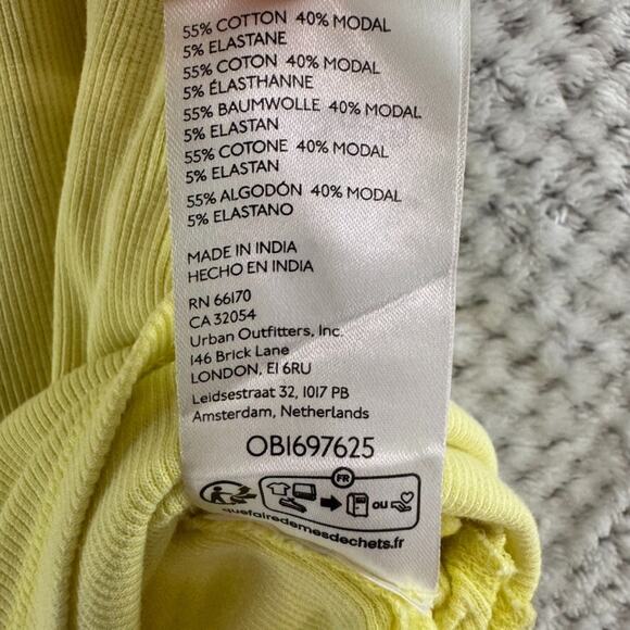 Pilcro Anthropologie Top Womens XL Yellow Rib Knit Square Neck Ruched Tie Tank - Picture 9 of 13